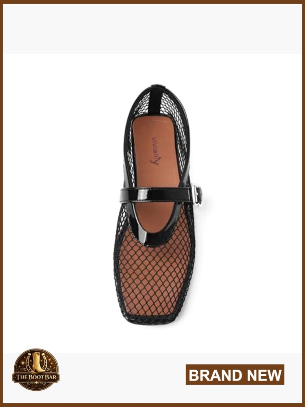 Mesh Mary Jane Flats with Buckle Strap Square Toe Comfortable Dressy Shoes - Picture 6 of 7
